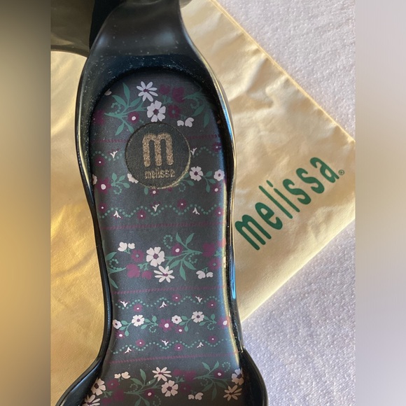 Original Melissa Black Bow Front Ankle Strap Heels - Picture 5 of 7